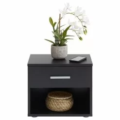 CARO-Möbel Nachttisch MARY Schwarz Mit Schublade -Möbelgeschäft 13607 2 N1