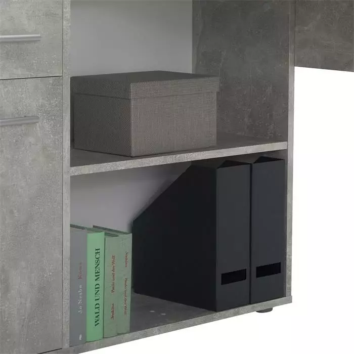 IDIMEX Eckschreibtisch CARMEN Mit Regalteil, Betonoptik 8 IDIMEX Eckschreibtisch CARMEN Mit Regalteil, Betonoptik – Bild 6