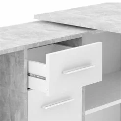CARO-Möbel Eckschreibtisch DIEGO Mit Regal In Betonoptik/weiß -Möbelgeschäft 14712 3 N1