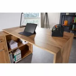 CARO-Möbel Eckschreibtisch DIEGO Mit Regal In Wotan Eiche -Möbelgeschäft 14718 A3