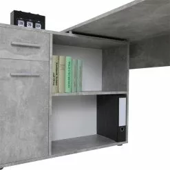 IDIMEX Eckschreibtisch ISOTTA Mit Regal In Betonoptik -Möbelgeschäft 14729 4 N