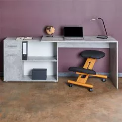 IDIMEX Eckschreibtisch ISOTTA Mit Regal In Betonoptik -Möbelgeschäft 14729 A0 3N