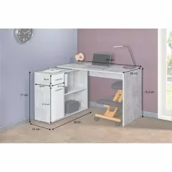 IDIMEX Eckschreibtisch ISOTTA Mit Regal In Betonoptik/weiß -Möbelgeschäft 14738 A10