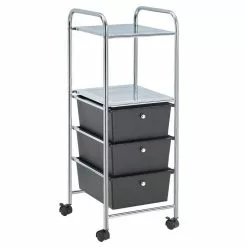 IDIMEX Rollcontainer GINA, 3 Schubladen & 2 Böden In Schwarz