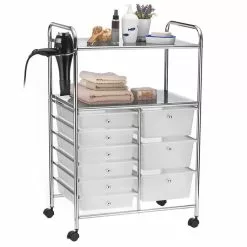 IDIMEX Badezimmerwagen MARITA Friseurwagen Mit 9 Schubladen, Weiß