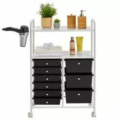 IDIMEX Badezimmerwagen MARITA Friseurwagen Mit 9 Schubladen, Weiß/schwarz -Möbelgeschäft 16045 3 N