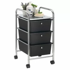 IDIMEX Rollcontainer GINA Mit 3 Schubladen Chrom/schwarz