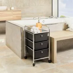 IDIMEX Rollcontainer GINA Mit 3 Schubladen Chrom/schwarz -Möbelgeschäft 16066 A0 1N