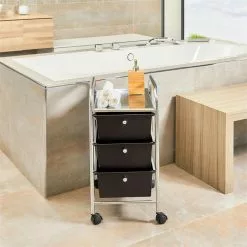 IDIMEX Rollcontainer GINA Mit 3 Schubladen Chrom/schwarz -Möbelgeschäft 16066 A0 2N