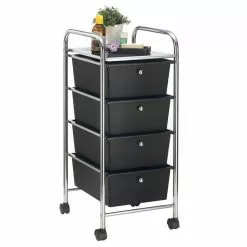 IDIMEX Rollcontainer GINA Mit 4 Schubladen In Chrom/schwarz