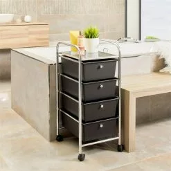 IDIMEX Rollcontainer GINA Mit 4 Schubladen In Chrom/schwarz -Möbelgeschäft 16067 A0 1N