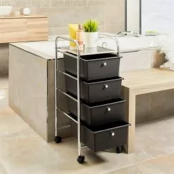 IDIMEX Rollcontainer GINA Mit 4 Schubladen In Chrom/schwarz -Möbelgeschäft 16067 A0 3N