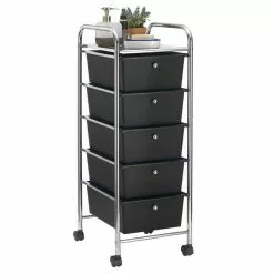 IDIMEX Rollcontainer GINA Mit 5 Schubladen In Chrom/schwarz