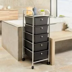 IDIMEX Rollcontainer GINA Mit 5 Schubladen In Chrom/schwarz -Möbelgeschäft 16068 A0 1N