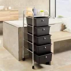 IDIMEX Rollcontainer GINA Mit 5 Schubladen In Chrom/schwarz -Möbelgeschäft 16068 A0 3N