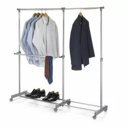 IDIMEX Rollgarderobe LONDON Chrom/grau Höhenverstellbar