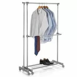 IDIMEX Rollgarderobe LONDON Chrom/grau Höhenverstellbar -Möbelgeschäft 18230 2 N1