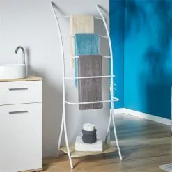 IDIMEX Handtuchhalter EDY Mit 5 Handtuchstangen Weiß/Sonoma Eiche -Möbelgeschäft 18370 A0 N1