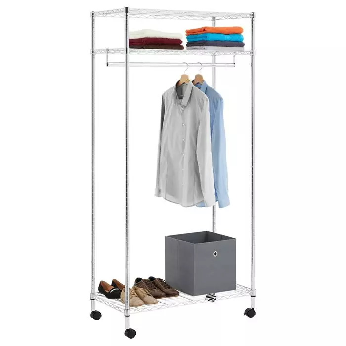 IDIMEX Garderobenwagen BRINDISI Mit 3 Ablagen 3 IDIMEX Garderobenwagen BRINDISI Mit 3 Ablagen