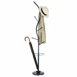 IDIMEX Kleiderständer TRIANA Mit 6 Kleiderhaken Und Schirmständer, Grau