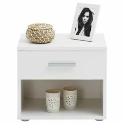 CARO-Möbel Nachttisch MARY In Hochglanz Weiß Mit Schublade -Möbelgeschäft 51143 2
