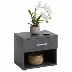 CARO-Möbel Nachttisch MARY Betonoptik Dunkel Mit Schublade