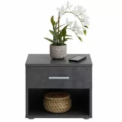 CARO-Möbel Nachttisch MARY Betonoptik Dunkel Mit Schublade -Möbelgeschäft 51310 2