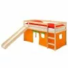 IDIMEX Hochbett Mit Rutsche BENNY Natur, Vorhang In Orange -Möbelgeschäft 70141 0 N1