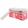 IDIMEX Hochbett Mit Rutsche BENNY Weiß, Vorhang Rosa -Möbelgeschäft 70152 0 N1