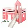 IDIMEX Hochbett Mit Rutsche BENNY, Vorhang U.Turm Pink