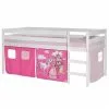 IDIMEX Hochbett ERIK Weiß Mit Vorhang PRINZESSIN, Pink/rosa -Möbelgeschäft 70185 0
