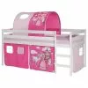IDIMEX Hochbett ERIK Weiß Mit Vorhang 1 Tunnel PRINZESSIN, Pink/rosa -Möbelgeschäft 70186 0