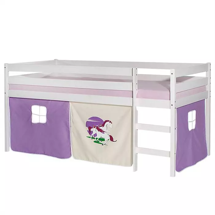 IDIMEX Hochbett ERIK Weiß Mit Vorhang EINHORN 3 IDIMEX Hochbett ERIK Weiß Mit Vorhang EINHORN