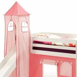 IDIMEX Turm MAX Zum Bett Mit Rutsche In Pink/rosa