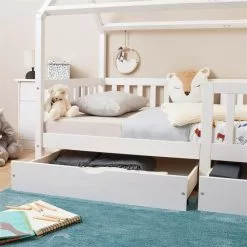 IDIMEX Hausbett NUNA In 90 X 200 Cm Aus Massiver Kiefer, Weiß -Möbelgeschäft 71301 AC4