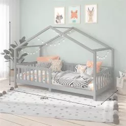 IDIMEX Hausbett LISAN In 90 X 200 Aus Massiver Kiefer In Grau -Möbelgeschäft 71312 AC2