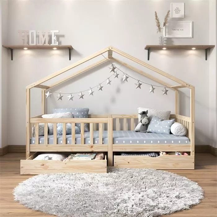 IDIMEX Hausbett ELEA In 90 X 200 Cm Aus Massiver Kiefer Mit Schubladen In Natur 3 IDIMEX Hausbett ELEA In 90 X 200 Cm Aus Massiver Kiefer Mit Schubladen In Natur – Bild 2