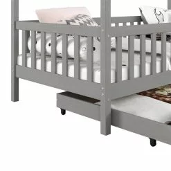 IDIMEX Hausbett ELEA In 90 X 200 Cm Aus Massiver Kiefer Mit Schubladen In Grau -Möbelgeschäft 71332 4