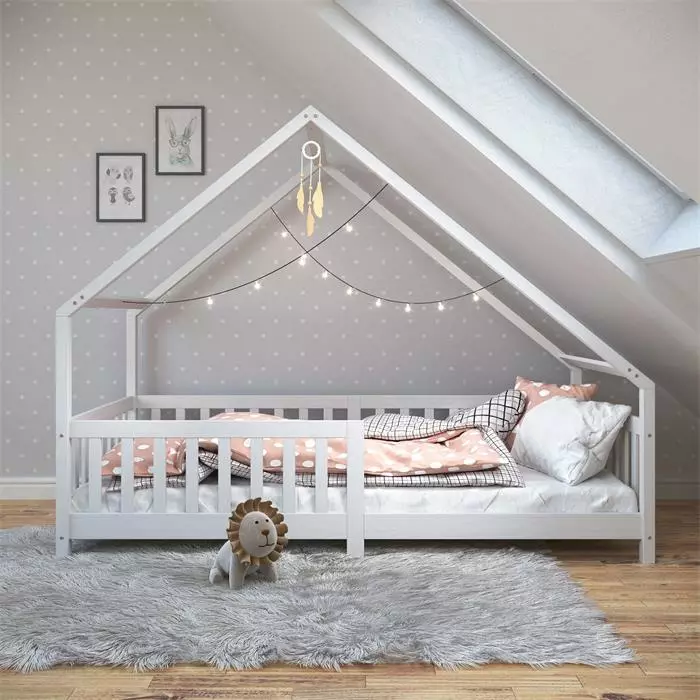 IDIMEX Hausbett CORA In 90 X 200 Cm Aus Massiver Kiefer Mit Rausfallschutz In Weiß 4 IDIMEX Hausbett CORA In 90 X 200 Cm Aus Massiver Kiefer Mit Rausfallschutz In Weiß – Bild 2