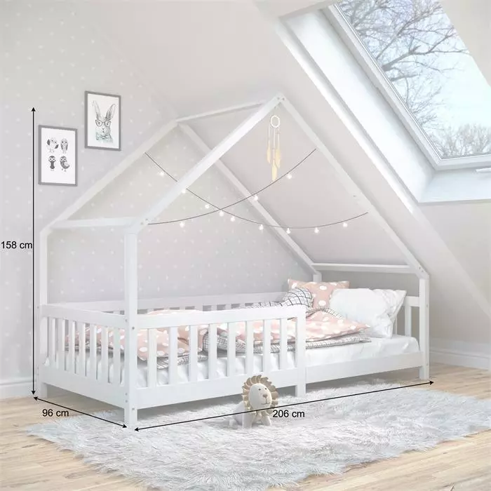 IDIMEX Hausbett CORA In 90 X 200 Cm Aus Massiver Kiefer Mit Rausfallschutz In Weiß 5 IDIMEX Hausbett CORA In 90 X 200 Cm Aus Massiver Kiefer Mit Rausfallschutz In Weiß – Bild 3