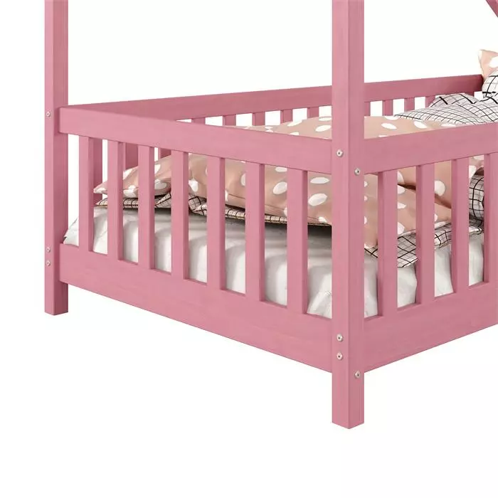 IDIMEX Hausbett CORA In 90 X 200 Cm Aus Massiver Kiefer Mit Rausfallschutz In Rosa 7 IDIMEX Hausbett CORA In 90 X 200 Cm Aus Massiver Kiefer Mit Rausfallschutz In Rosa – Bild 5