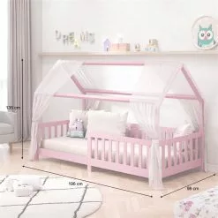 IDIMEX Hausbett NINA In 90 X 200 Aus Kiefer In Rosa -Möbelgeschäft 71373 AC2