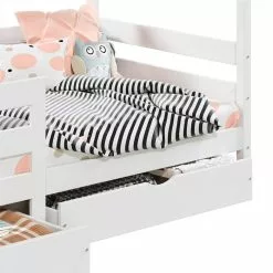 IDIMEX Hausbett ENA 90 X 200 Cm Mit Rausfallschutz Und Zwei Schubladen In Weiß -Möbelgeschäft 71381 6