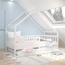 IDIMEX Hausbett ALVA In 90 X 200 Cm Aus Massiver Kiefer Mit Schubladen In Weiß -Möbelgeschäft 71401 AC2