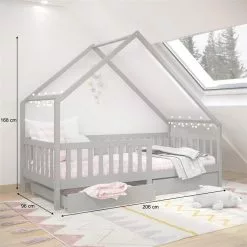 IDIMEX Hausbett ALVA In 90 X 200 Cm Aus Massiver Kiefer Mit Schubladen In Grau -Möbelgeschäft 71402 AC2