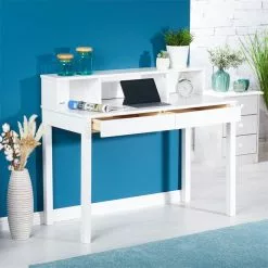 IDIMEX Sekretär LENNOX Mit 3 Nischen Und 2 Schubladen In Weiß -Möbelgeschäft 7200 AC2