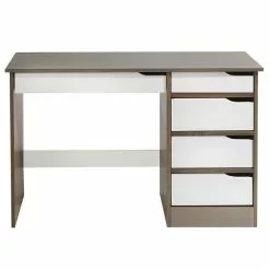 IDIMEX Schreibtisch HUGO In Kiefer Massiv In Taupe/weiß Mit 5 Schubladen -Möbelgeschäft 7208 4