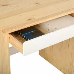 IDIMEX Schreibtisch HUGO In Kiefer Massiv In Natur/weiß Mit 5 Schubladen -Möbelgeschäft 7211 2