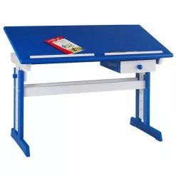 IDIMEX Kinderschreibtisch FLEXI Höhenverstellbar In Weiß/blau