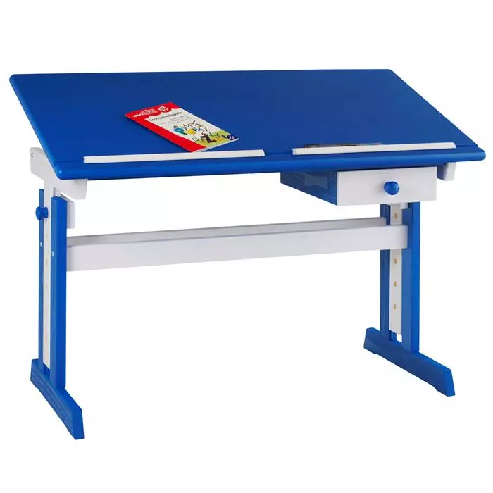 IDIMEX Kinderschreibtisch FLEXI Höhenverstellbar In Weiß/blau 3 IDIMEX Kinderschreibtisch FLEXI Höhenverstellbar In Weiß/blau
